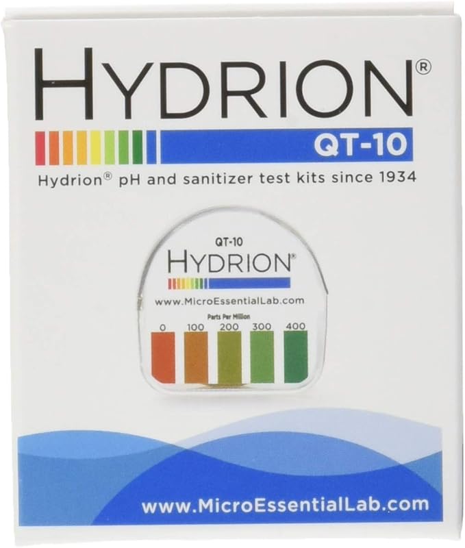 Hydrion QT10 Papers Quaternary Ammonium Sanitizer Single Roll TEST KIT