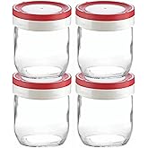 Tribello Wide Mouth Mason Jars 14 Oz, 4-Pack Glass Canning Jars Featured With Plastic Rubber Airtight Lids For Meal Prep, Food Storage Overnight Oats, Jelly, Dry Food Canning, and Homemade Yogurt