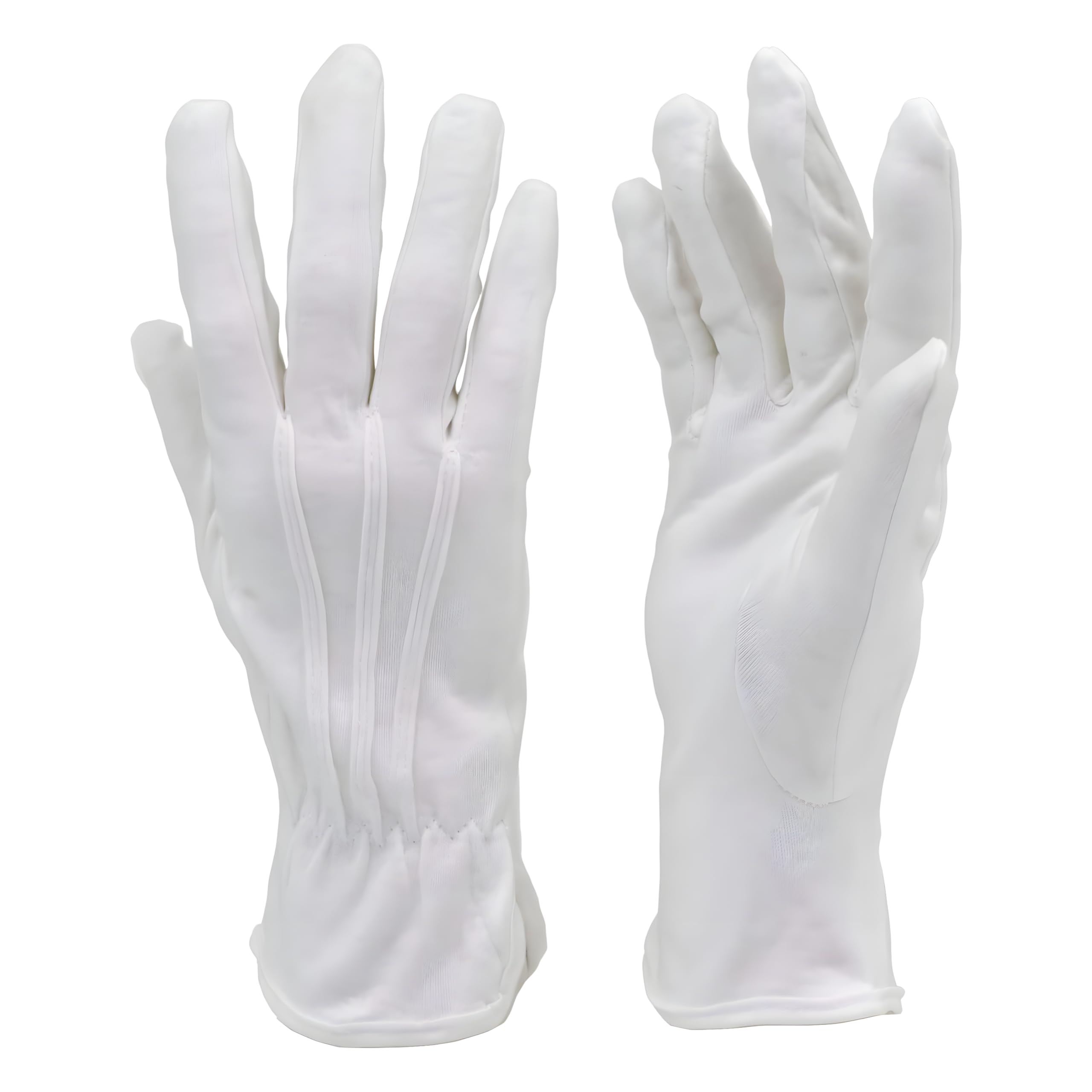 G & F PRODUCTS 100% White Cotton Marching Band Parade Glove Formal Dress gloves service gloves inspection gloves, 12 pair s(24 Pieces) size Medium