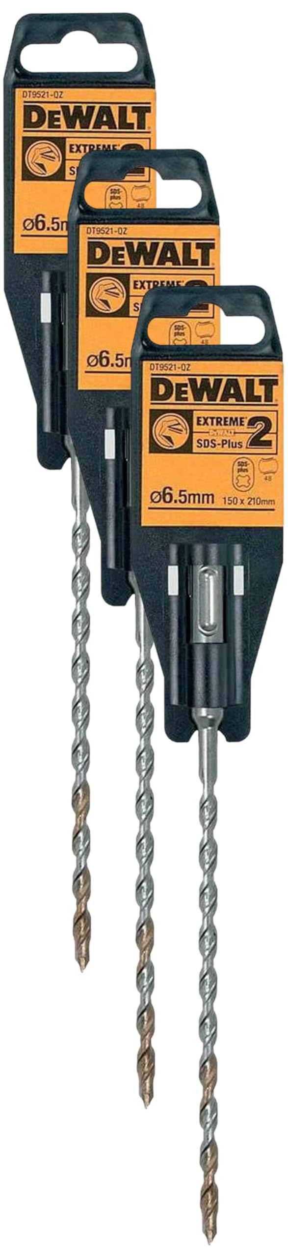 DEWALT DT9521 DT9521QZ 6.5 x 210 mm Extreme 2 SDS Plus Drill Bit 1 Silver (Pack of 3)