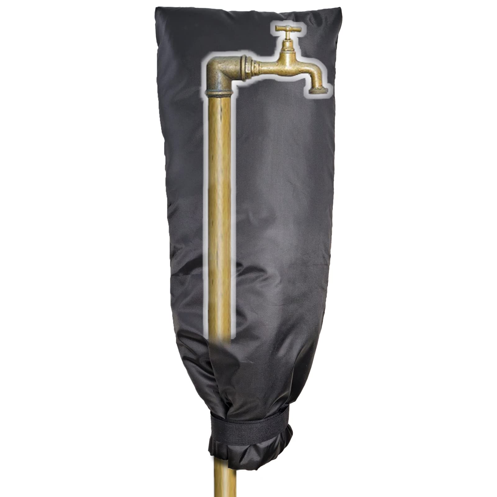 Outside Long Tap Covers, Tap Large Size Protector from Frost for The Winter, Thickened Outdoor Tap Cover for Freezing Waterproof Thermal Tap Jacket (20*8in, Black)