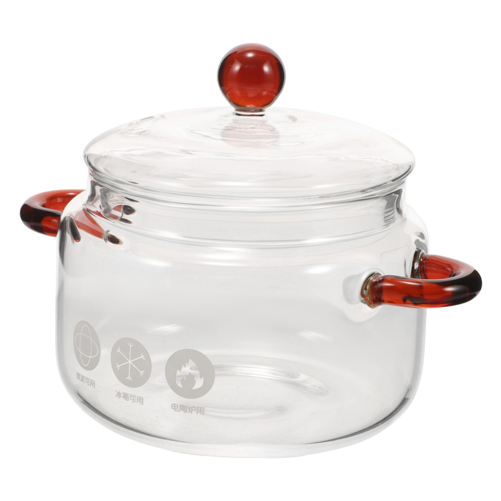 Generic High Borosilicate Glass Cooking Pot with Lid Heat-Resistant Glass Stew Pot Dual Handle Kitchen Cookware for Soup and Noodles Transparent Food Stew Pot