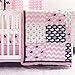 The Peanut Shell Nautical Whales and Anchors Pink 3 Piece Crib Bedding Set