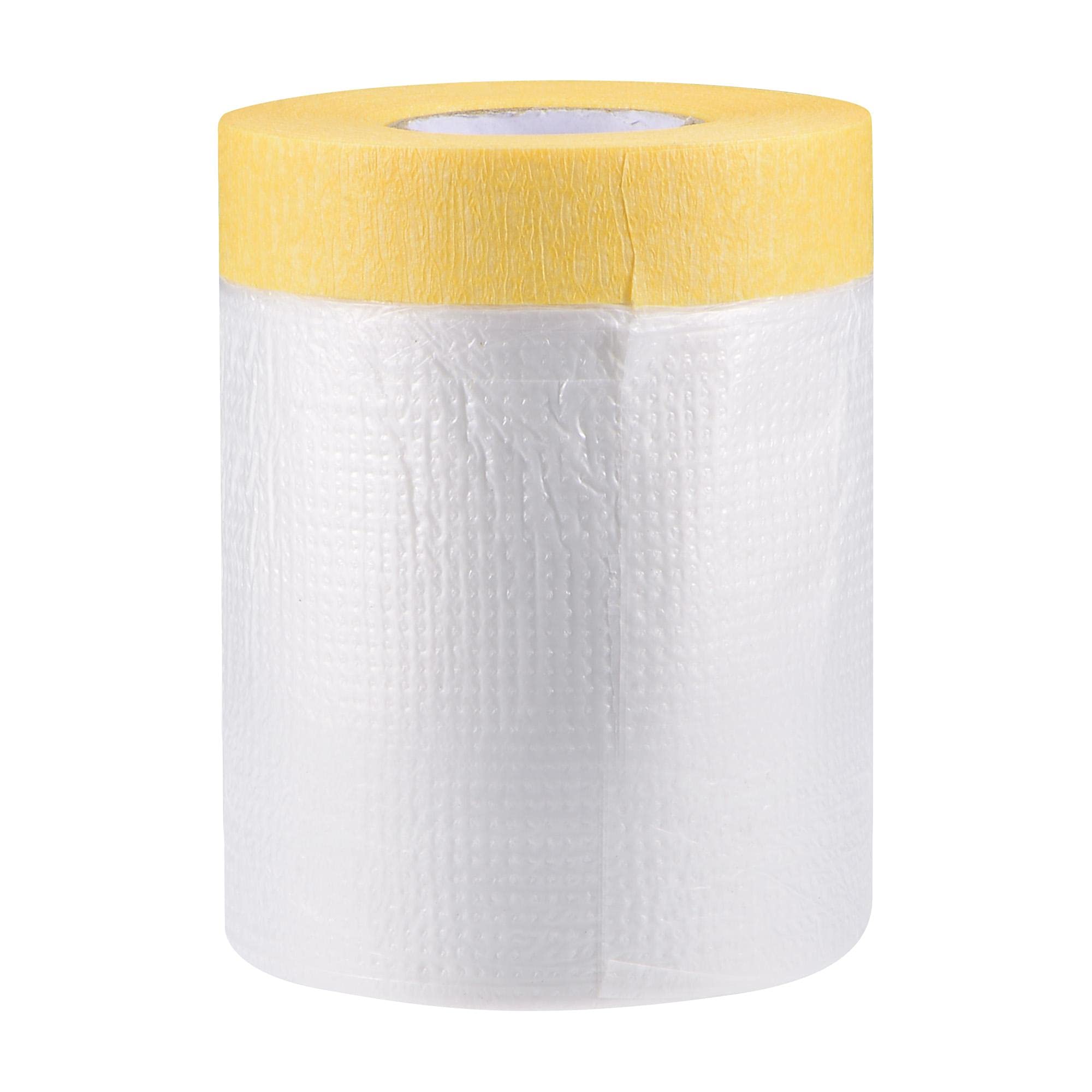 sourcing map Pre-Taped Masking Film, 21.7 in x 75 Ft, Plastic Drop Cloth with Low-Tack Painters Tape for Painting Protection