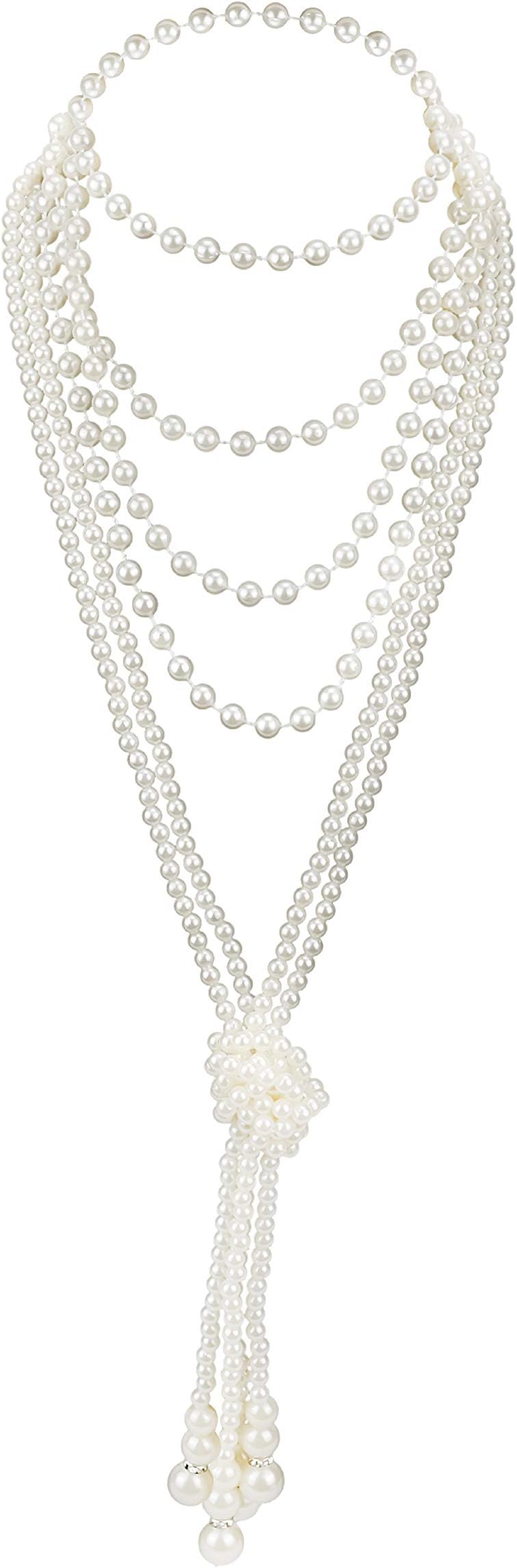 Zivyes Art Deco Jewelry 1920s Pearl Necklace Long Necklace for Women Gatsby Flapper Costume Accessories Vintage Party