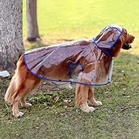 Glanzzeit Dog See-Through Raincoat Cool Rain Jackets Adjustable Poncho for Medium Large Dogs 2XL to 6XL (6XL, Blue)