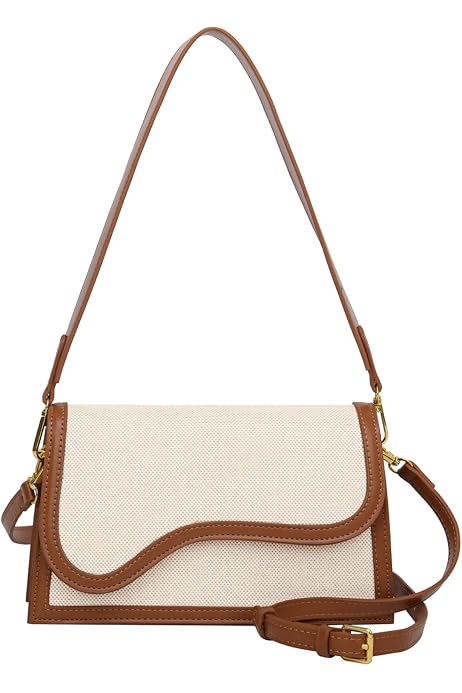 CLOUDWINGS Women's Shoulder Bag - PU Leather Clutch Tote With Gold Initial Charm, Black Or White, Spacious & Organized - View #9