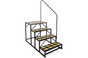 Kinchoix 4 Step RV Stairs, Hot Tub Steps, Outdoor Spa Step Ladder with Handrail,Portable Economy 5th Wheel Stair for Travel Trailer, Motor Home, Camper and Porch with Non-Skid Tapes