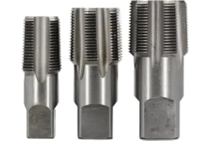 Drill America 3 Piece NPT Pipe Tap Set (1", 1-1/4" and 1-1/2"), Carbon Steel Plumbing Tap Set, Plastic Pouch Case, POU Series