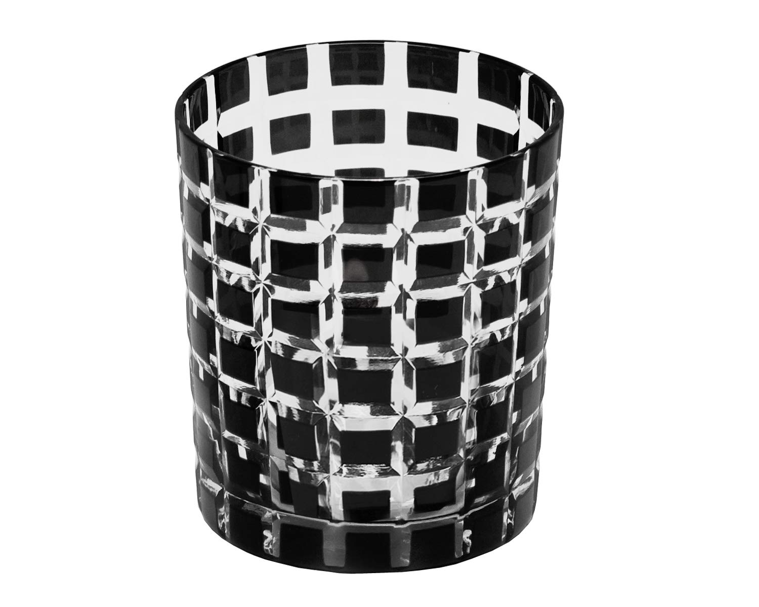 Edzard Set of 4 Crystal Glasses/Tea Light Holder Marco, Height 3,5 in, Capacity 0.25 l, Colour Black, Hand-Polished Glass in Overlay Technique
