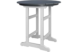 YUSSJI Patio Bar Tables, Weather Resistant 35" Round Outdoor Bar HDPE High Adirondack Side Table Plastic Height Table Pub for Balcony, Garden, Pool, Backyard, Fire Pit, Lawn, Apartment