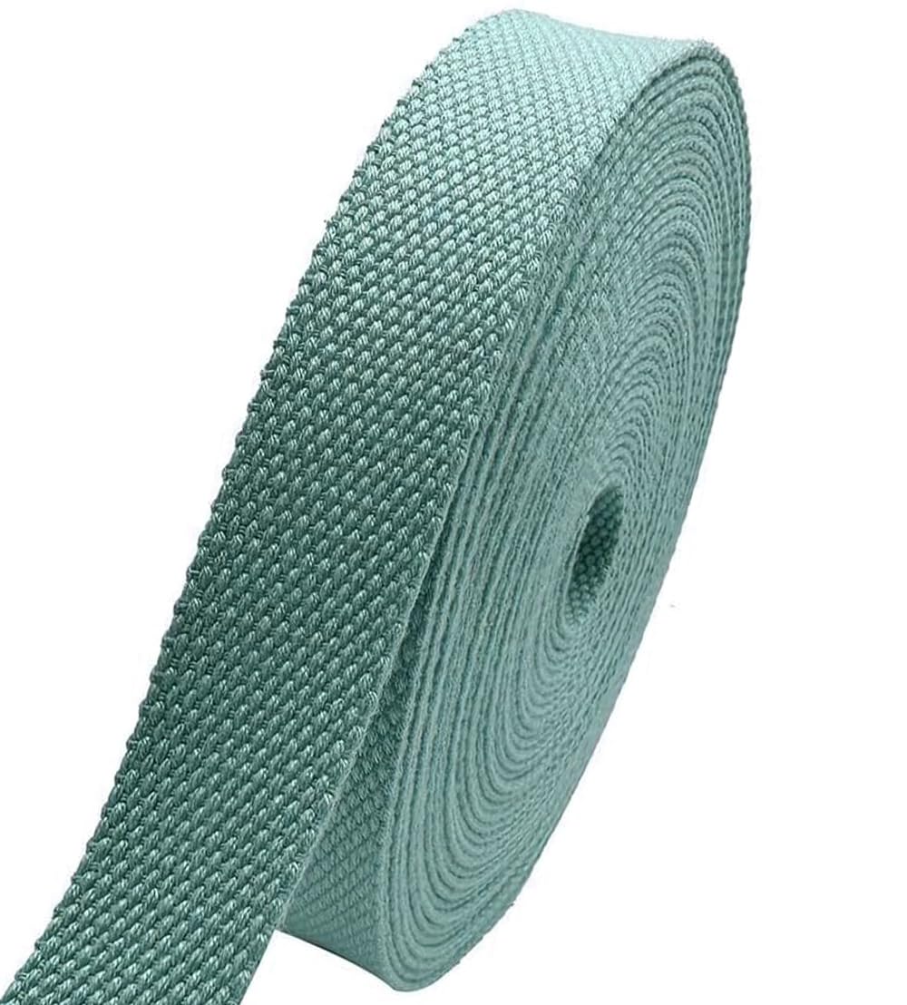Photo 1 of 1 Inch Webbing Strap – Heavy Duty Polyester Cotton-Like Tape, 5.5–6 Yards, Eco-Friendly Dye, Washable & Durable for DIY, Sewing, Tote Bags, Pet Leashes, Outdoor Gear (Eucalyptus Green)