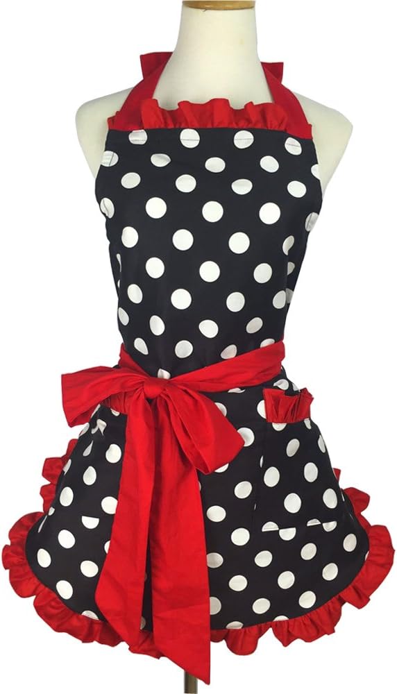 YAKEFJ Aprons for Women Retro Vintage Aprons, Cooking Kitchen Aprons Plus Size with Extra Ties & Pocket 28.3 x 24.5