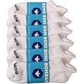 BOMBAS Women's Solid White Ankle Socks, 6-Pack Cushioned Low Cut Athletic Socks, Size Medium (7.5-11)