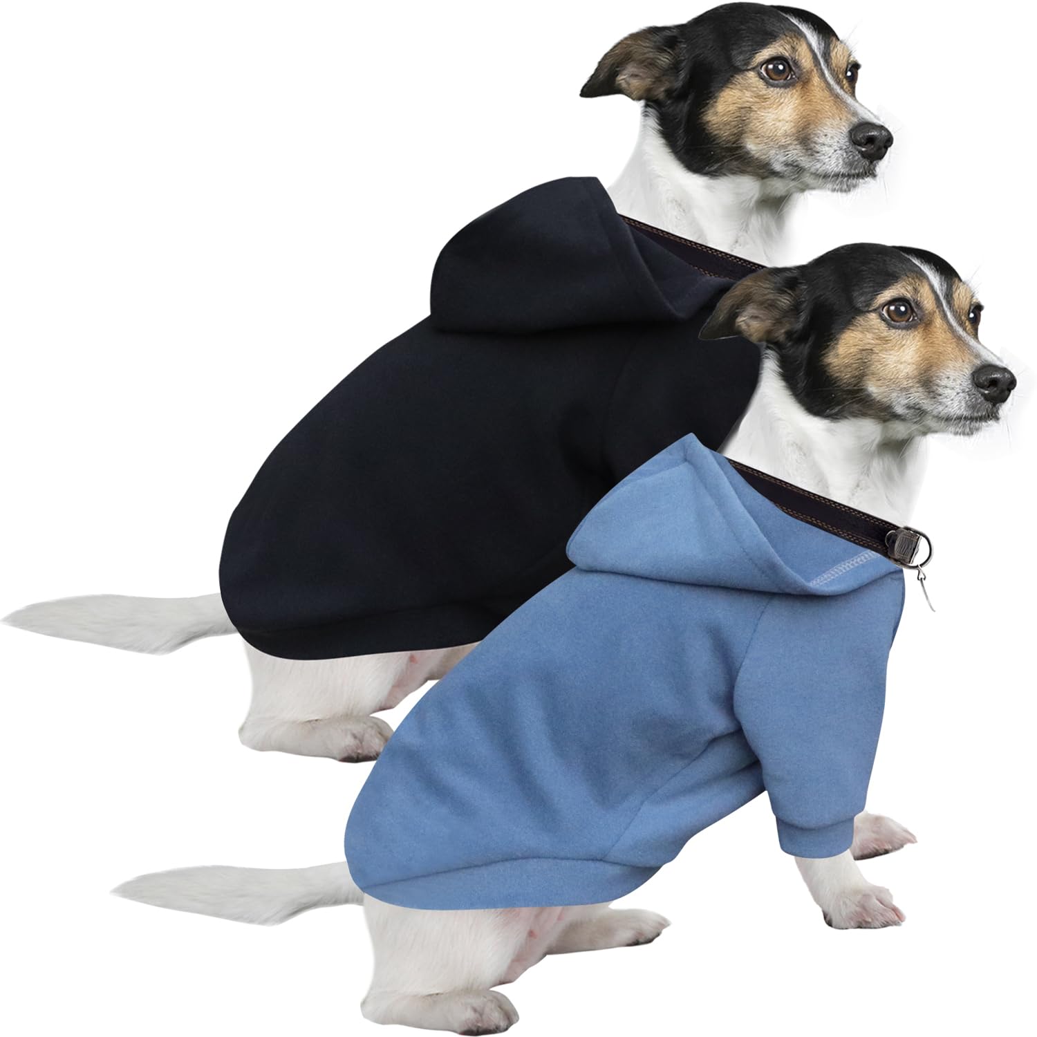 HuaLiSiJi Dog Hoodie Dog Sweatshirt Warm and Lightweight, With a Soft Texture, Elasticity Easy to Wear and Bright Colors (‎2PCS Black+Haze Blue, L)