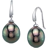 THE PEARL SOURCE Genuine Baroque Black Tahitian South Sea Cultured Pearl Rosalind Earrings for Women