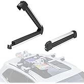 Gearantics 16.3 Inch Ski and Snowboard Rack for Car Roof, with TPV Rubber Padding and Lock, Fit 2 Pairs of Skis or 2 Snowboards, Mounting System Fits for Square/Round/Aero/Oval Cross Bars, Silver