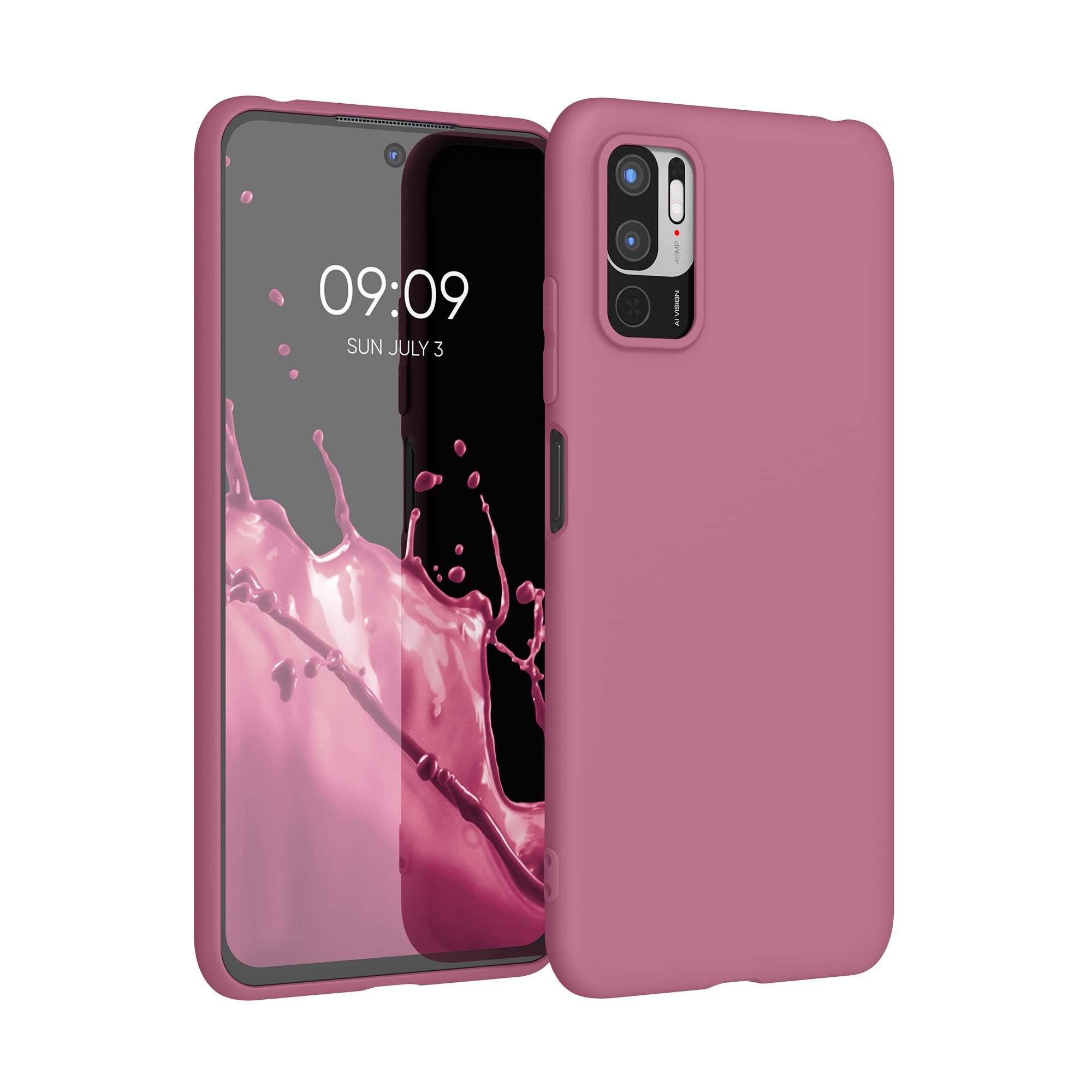 kwmobile Case for Xiaomi Redmi Note 10 5G Case - Soft Cover - Shockproof TPU Material - Wireless Charging - Dark Rose โ image 1