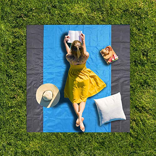 Mumu Sugar Sand Free Beach Mat Oversized 82" x79 Sand Proof Beach Blanket Outdoor Picnic Mat for Travel, Camping, Hiking and Music Festivals-Lightweight Quick Drying Heat Resistant