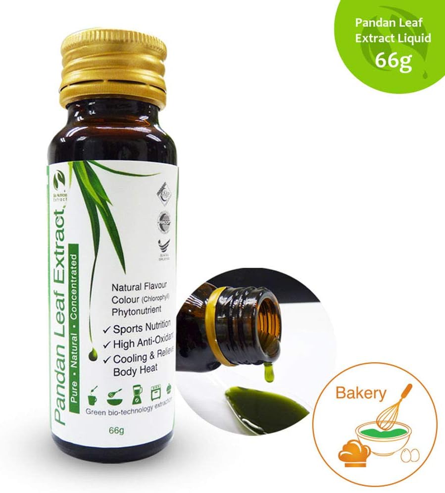Vanilla of the East, Natural Asian Gourmet Baking Ingredient, Natural Flavor, Natural Color Chlorophyll of Pandan Leaf Extract Concentrate for Bakery (66g)