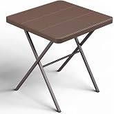 Folding Table, 27" Small Foldable Table No Assembly, Square Folding Card Table with Heavy-Duty Steel Frame, Portable Indoor Outdoor Tables for Camping, Patio, Picnic, RV, Dorm, Small Spaces