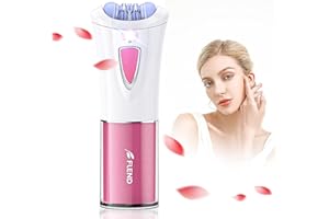 BUBBACARE Mini Epilator, Facial Hair Remover for Women, Full Body Smooth Glide Epilator, Portable Electric Lady Shaver for Face, Armpits, Arms, Bikini, and Legs, with 9-Tweezers with LED for Precision