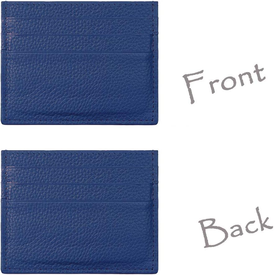 Hibate Genuine Leather Unisex Slim Credit Card Case Holder Sleeve Wallet - Blue, A_blue, One_Size - Image 5