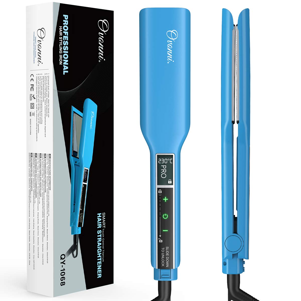 kipozi pro flat iron with 1.75 inch titanium plates hair straightener adjustable