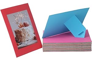 Litpoetic 50 Pack Standing Paper Picture Frames 4x6,Cardboard Photo Frame with Easel,Paper Photo Frame Cards,Gallery Frames Bulk For Mothers Day Gifts,Father's Day, Graduation - Multi-Color
