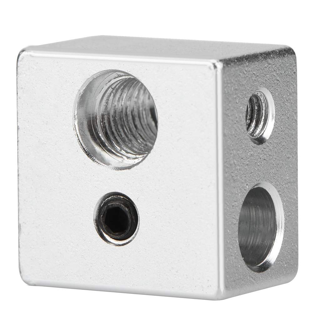 Topiky 3D Printer Accessory,MK10 Extruder Hotend Heater Block,Professional 20x20x13mm Aluminum M7 Thread Heatbreak Fast High Heat Dissipation for 3D Printer