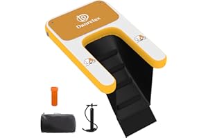 Danrelax Inflatable Dog Boat Ramp, 47" L x 32" W x 6" H Perfect for Mid-Sized Pets Up to 220 lbs, Boat Water Ladder with Claw-Friendly High Stability Non-Slip EVA Float for Pool, Lake, Dock & Seat