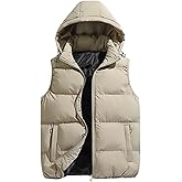 Gihuo Mens Puffer Vest with Hood Zip Up Quilted Hooded Vest