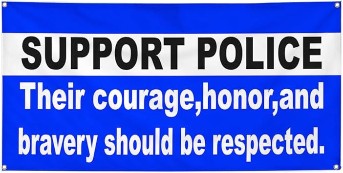 Amazon Com Vinyl Banner Sign Support Police Blue White Black