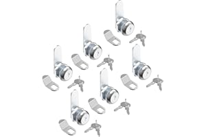 Jayseon 6 Pcs Mailbox Lock, 5/8" Cabinet Locks and Cam Locks for Toolbox Keyed Alike, Secure Drawer and File Cabinet with Dust Cover, Zinc Alloy Silver Metal