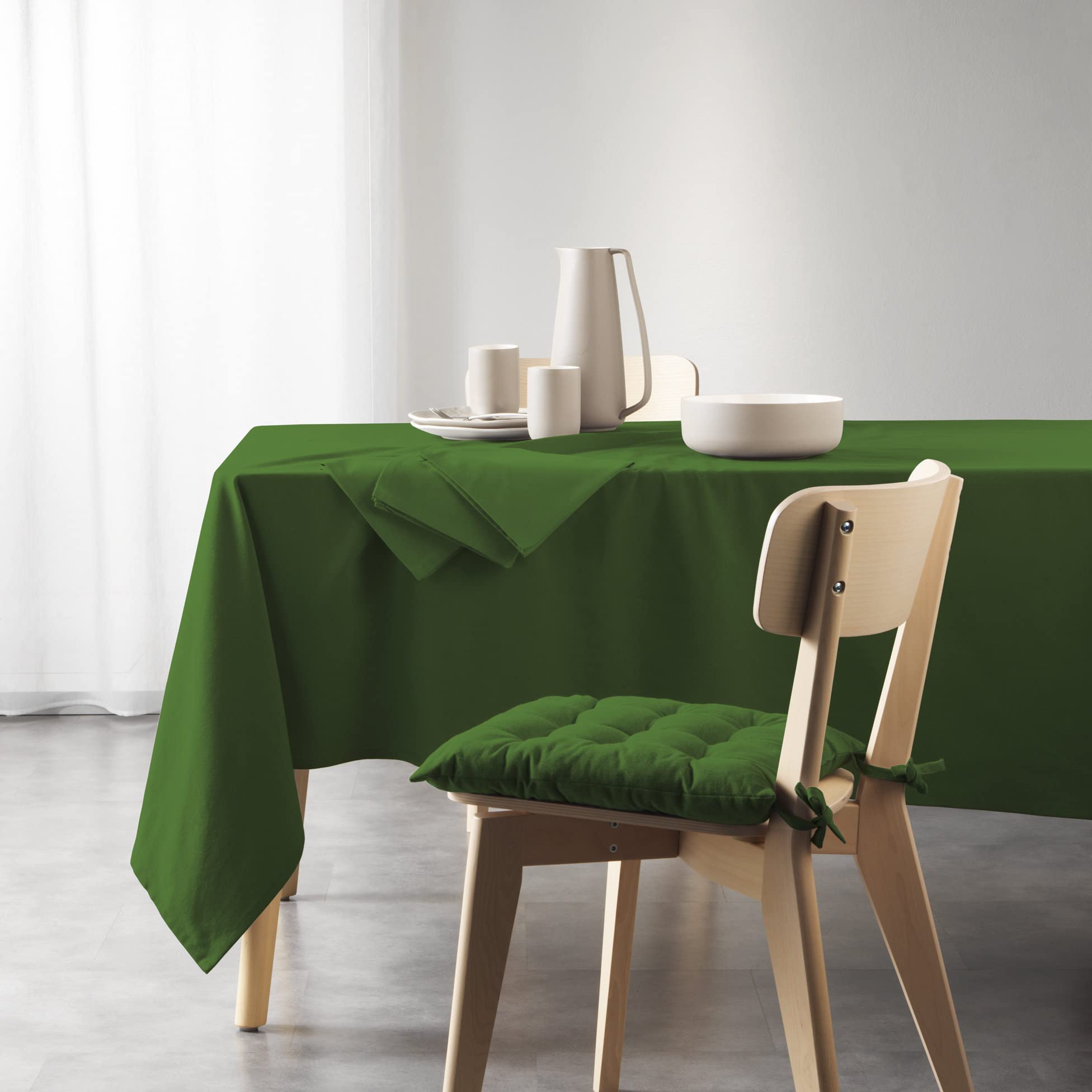 Douceur d'Intérieur, Rectangular Tablecloth (140 X 240 cm) Mistral Green, Recycled Cotton