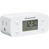 DEWENWILS Indoor 24 Hour Programmable Digital Timer Outlet, 1 Outlet,1 Pack | 3 On/Off Programs,125V/15A, 1/2 HP, 3 Prong Light Timer for Lamp,Aquarium, Christmas Decorations, Halloween Lights,White