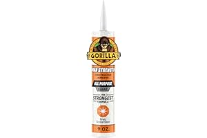 Gorilla Max Strength Construction Adhesive, Clear Glue, 9 Ounce Cartridge (Pack of 1) - Gap Filling and Waterproof