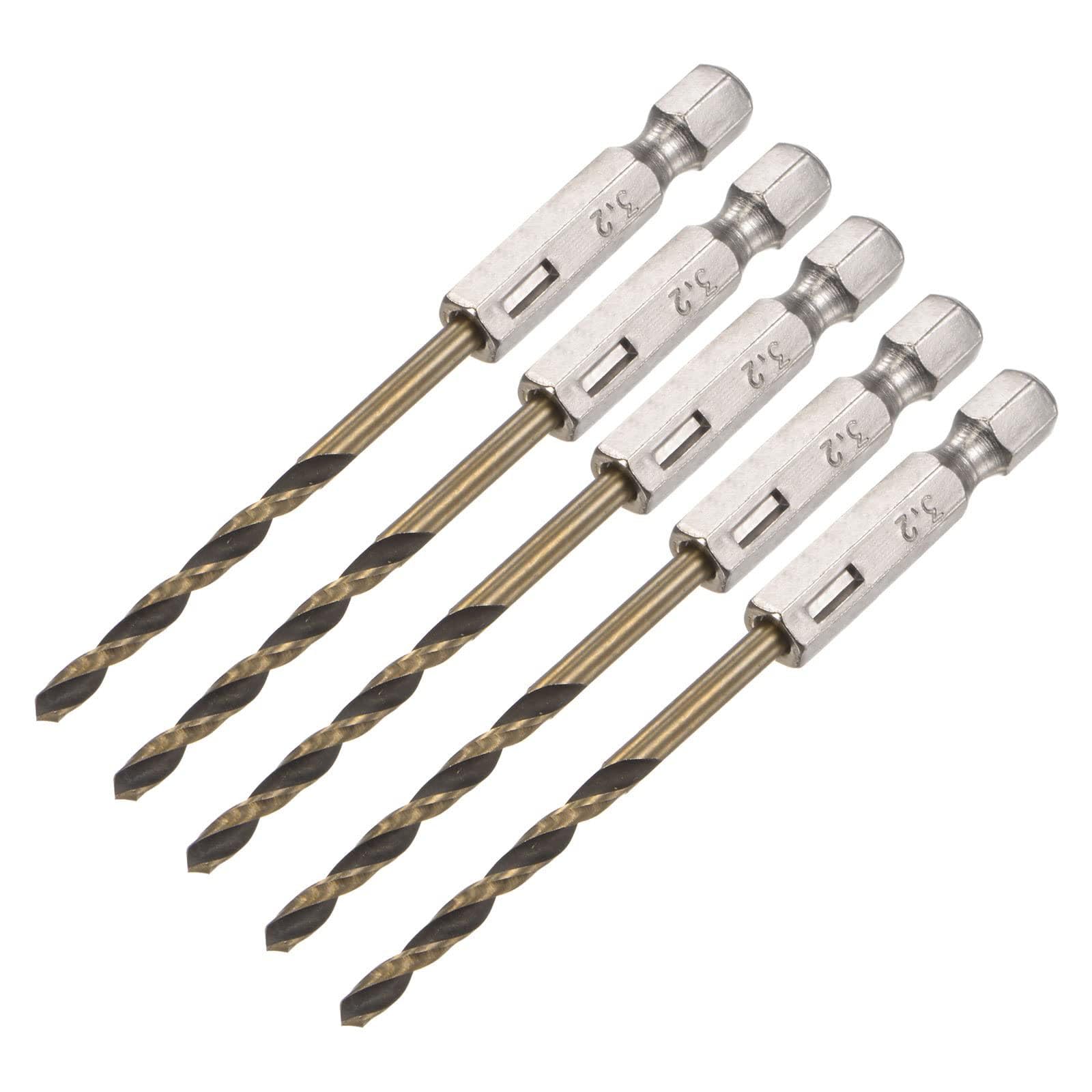 TA-VIGOR 5Pcs 3.2mm Hex Shank Twist Drill Bit Set, 1/4 Inch Shank HSS High Speed Steel Drill Bit Set Quick Change Twist Drill Bits for Woodworking, Plastic and Metal — image 1