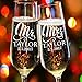 Lily's Atelier Set of 2, Hand Engraving Mr. Mrs. Last Name & Date Custom Wedding Toast Champagne Flute Set, Wedding Toasting Glasses - Etched Flutes for Bride & Groom Customized Wedding Gift #E11