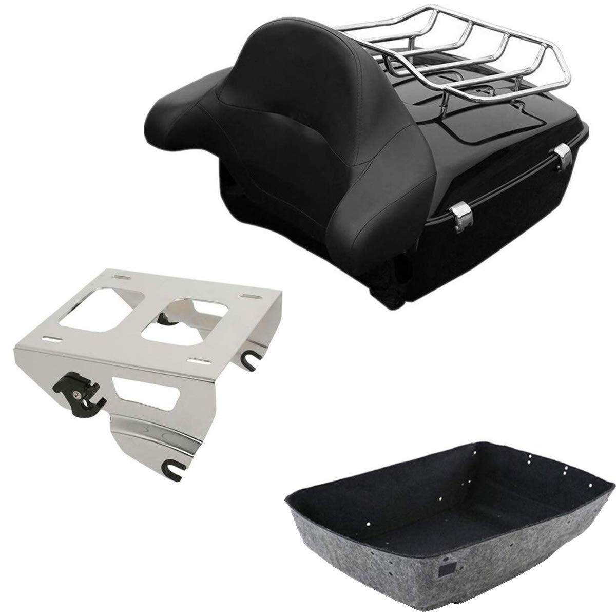 TCMTKing Tour Pack Trunk Backrest Top Luggage Rack Solo Rack Fits For Harley Tour Pak Touring CVO Road King Road Glide Street Glide Electra Glide 2014-2023