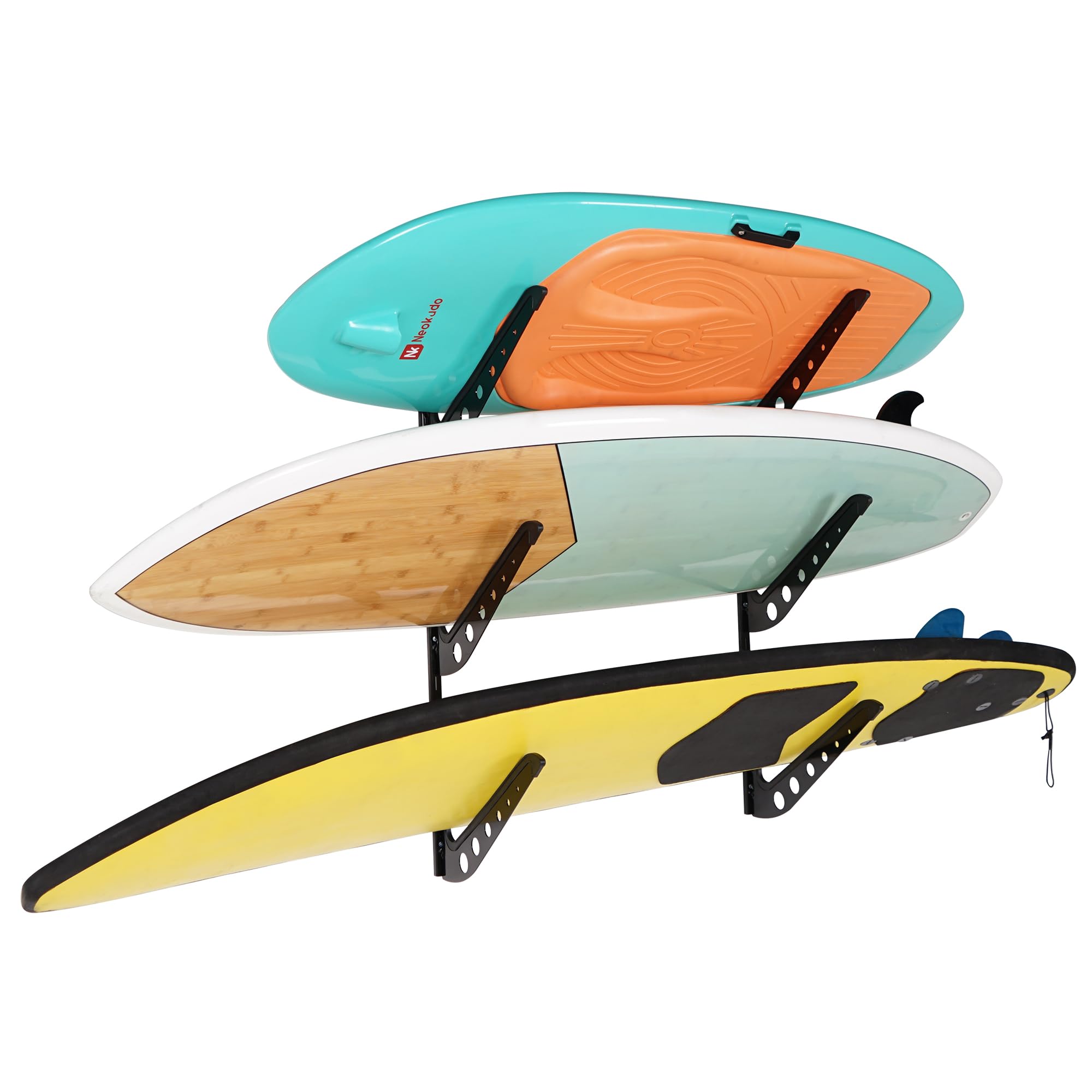 Photo 1 of HIKULA 3 Board Surf Rack Wall Mount for Surfboard, Wakeboard, Snowboard Storage Adjustable Wall Hangers Boards Display