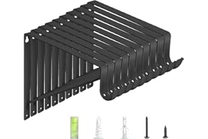 WEKIS 10-Pack Closet Rod Bracket, 10.8x10.8Inch Closet Shelf Brackets Heavy Duty Wall Mounted, Matte Black Steel Closet Rod Support Brackets Holder, 300 Lbs Load Capacity with Anchors Screws