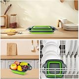 AUAUY Collapsible Colander Set 2Pcs Square Silicone with Handles Gray Green view 8