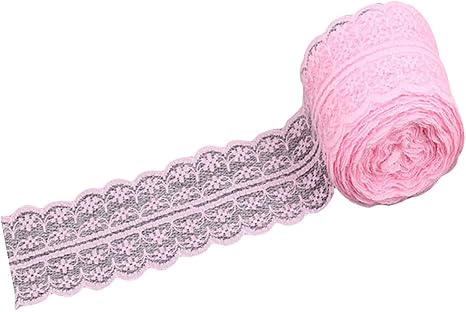 Amazon Co Jp Tinksky レースリボン ピンク レース 手芸レース 飾りリボン 縫製素材 Diy工芸品 10mｘ4 5cm ホビー