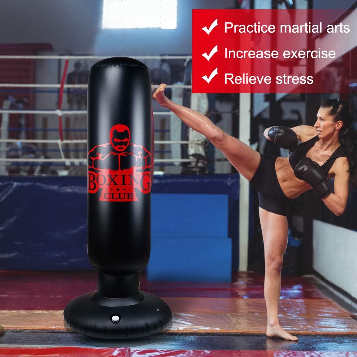 Locsee Punching Bag for Kids, Inflatable Freestanding Bop Bag for Adults and Kids Fitness Boxing Target Bag with Stand, Training Kickboxing Equipment (63 inch) : Sports & Outdoors