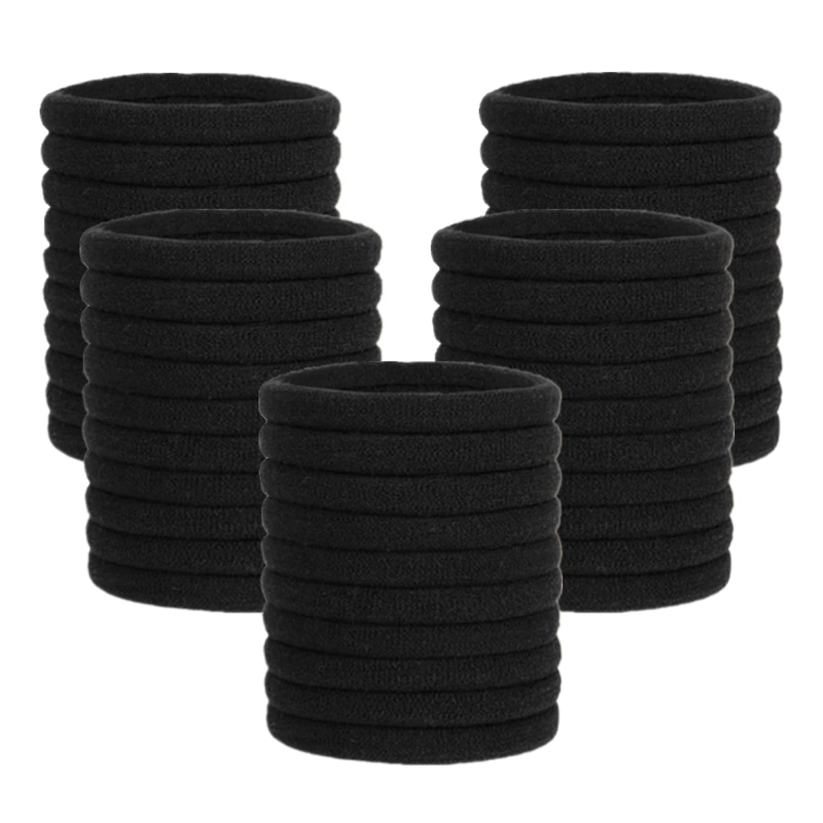 Photo 1 of Pimoys 50 Pcs Elastic Hair Ties, Thick Seamless Hair Bands No Damage Soft Ponytail Holders Hair Accessories for Girls Women, Black