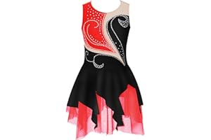 Aislor Girls Sleeveless Figure Ice Roller Skating Dress Rhinestone Gymnastic Leotard Competition Costume Skating wear