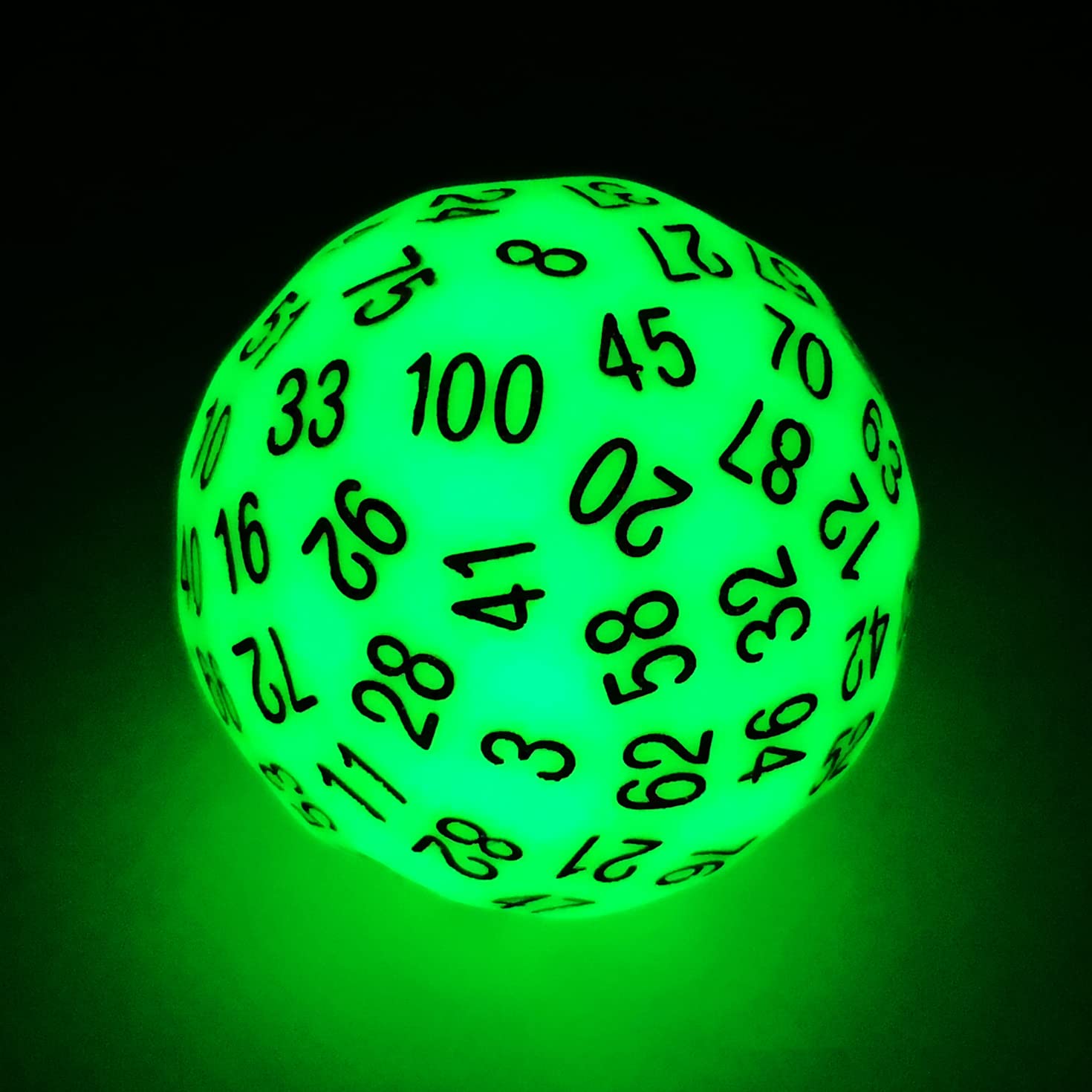 Bescon Super Jade Glow in Dark Polyhedral Dice 100 Sides, Luminous D100 die, 100 Sided Cube, Glowing D100 Game Dice โ image 1