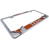 Premium All Metal UT Longhorns Alumni License Plate Frame w/Dual Texas Longhorns 3D Logos - Second Generation (Texas)