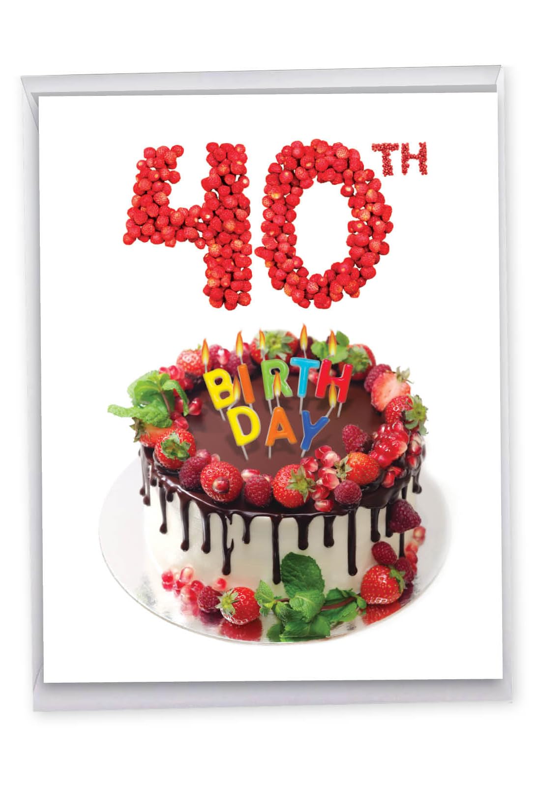 The Best Card Company - Fun Jumbo Birthday Greeting Card (8.5 x 11 Inch) - Delicious Bday Cake Celebration, Big Milestone Notecard with Envelope - Big Day 40 J7060EMBG